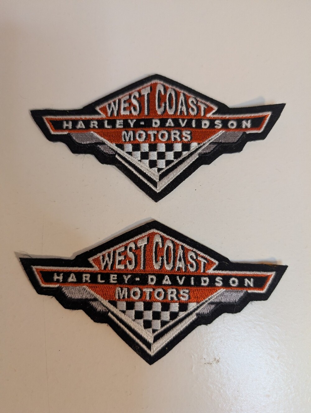 Harley-Davidson White Black Orange Embroidered Wing Patches